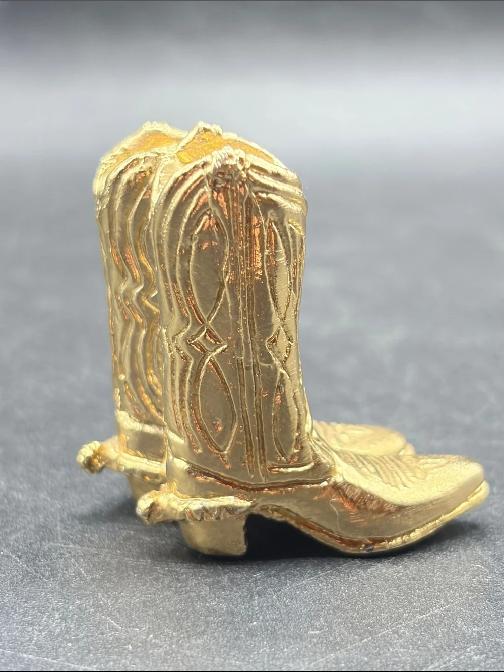Vintage Signed Brass Cowboy Cowgirl Boots Figurine Figural Western Figure Decor